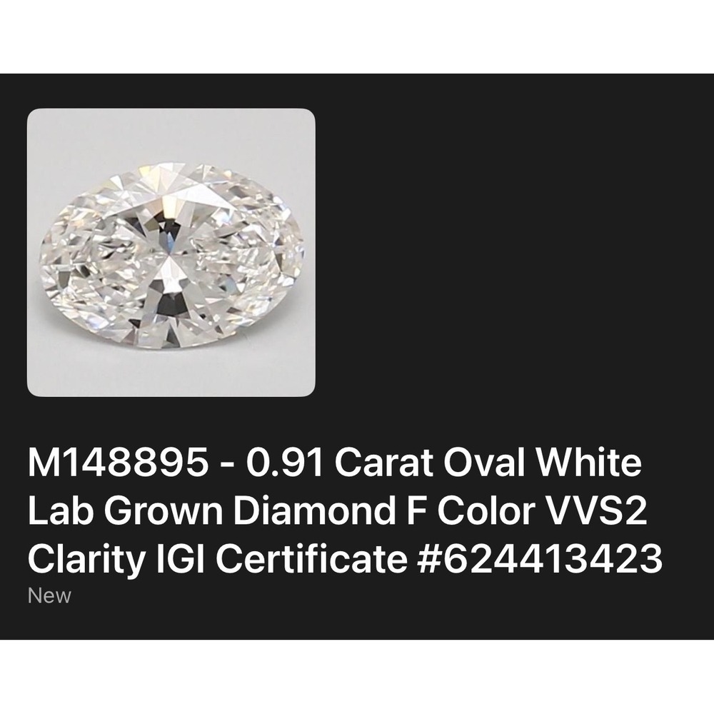 Invicta 0.91 Carat Oval White Lab Grown Diamond F VVS2 IGI LG624413423 M148895
